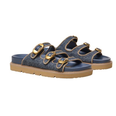 THE DENIM SUEDE KIKI SLIDE